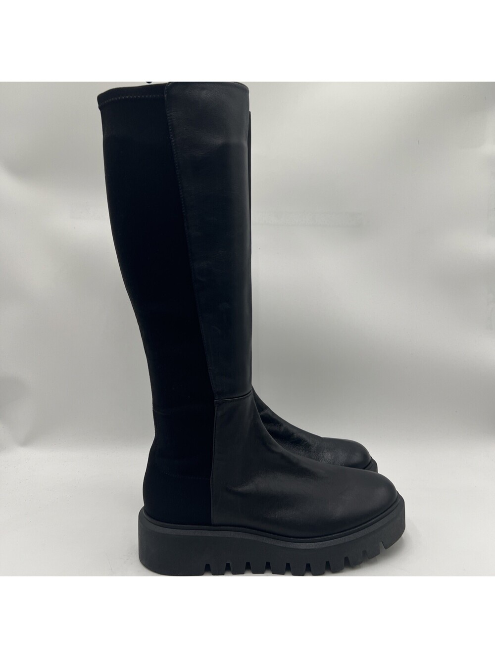 Women’s Stuart Weitzman 5050 Lift Over-the-Knee Black Leather Boots Size 8.5B